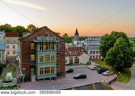 Tartu, Estonia - June 2, 2018: Cityscape Of Tartu. Summer Sunset And Beautiful Sky Above The Histori