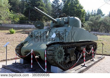 Mignano Montelungo, Italy - August 14, 2020: The Military Cemetery Which Contains The Remains Of 974