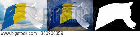 The Flag Of Agin-buryat Okrug. High Resolution Close-up 3d Illustration. Flags Of The Federal Subjec