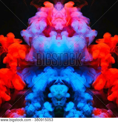 Abstract Optical Illusion Face In Bright Colorful Background. An Illusion Art Graphic Made Up Abstra