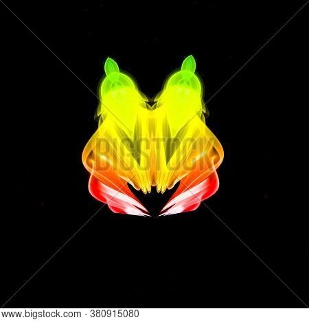 Abstract Optical Illusion Face In Bright Colorful Background. An Illusion Art Graphic Made Up Abstra