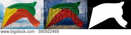 Flag Of Chita Oblast, Zabaykalsky Krai. High Resolution 3d Illustration. Flags Of The Federal Subjec