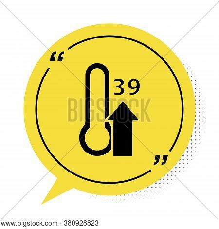 Black High Human Body Temperature Or Get Fever Icon Isolated On White Background. Disease, Cold, Flu