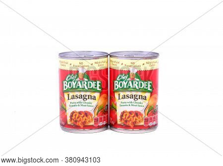Two Cans Of Chef Boyardee Lasagna Isolated On White For Illustrative Editorial