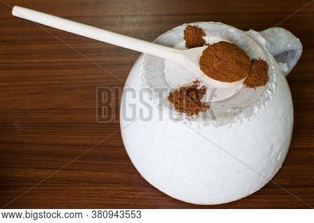 Baharat Spice In Spoon, Top View Organic Spice