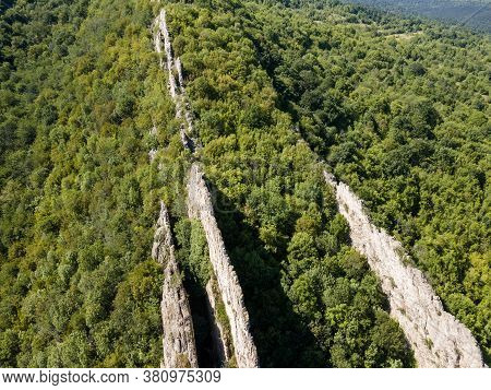 Aerial View Of Rock Formations Ritlite At Iskar River Gorge, Balkan Mountains, Bulgaria