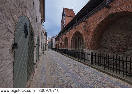 City Ramparts Wall In The Historical Center Of Riga In Latvia
