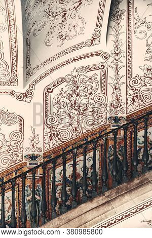 Beautiful patterns and staircase in Pati Manning in Barcelona, Spain
