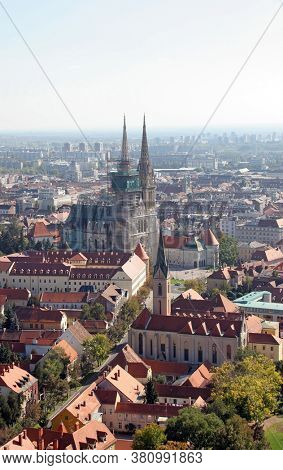 Cathedral of the Assumption of the Virgin Mary and the Franciscan Church of St. Francis of Assisi on Kaptol in Zagreb, Croatia
