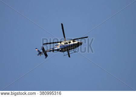 Istanbul, Turkey - August 06, 2020: Turkish Police Bell 429 Global Ranger (cn 57095) Flying Over Ist