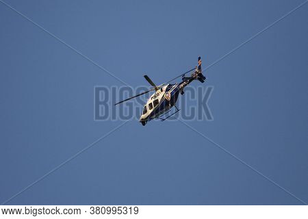 Istanbul, Turkey - August 06, 2020: Turkish Police Bell 429 Global Ranger (cn 57095) Flying Over Ist