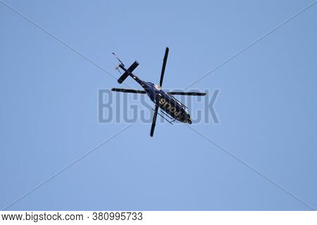 Istanbul, Turkey - August 06, 2020: Turkish Police Bell 429 Global Ranger (cn 57095) Flying Over Ist