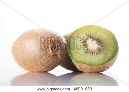 Kiwi fruit on a white background
