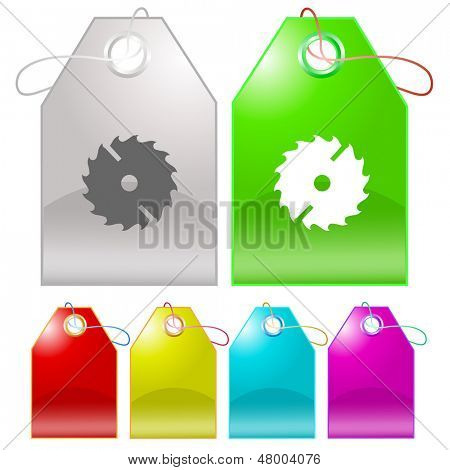 Circ saw. Vector tags.