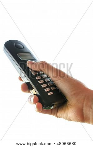 Holding Portable Telephone Handset
