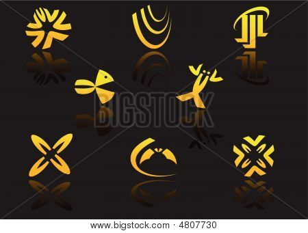 Menge der goldene Symbole auf schwarz