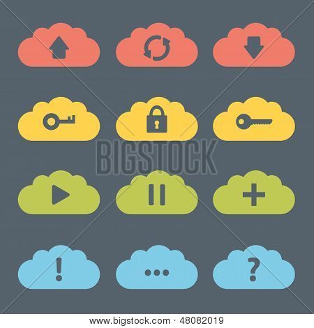 Flache Wolken Symbolsatz.
