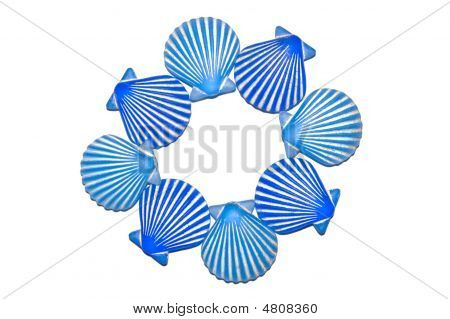 Blå Clamshell cirkel mönster
