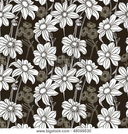 ลายดอกไม้สวยงามบนพื้นหลังสีดำ