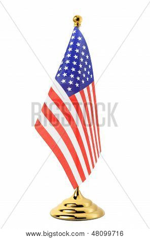 Flag Of Ua Hanging On The Gold Flagpole