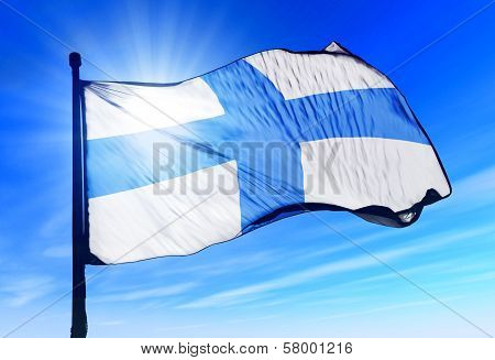 Marseille (France) flag waving on the wind
