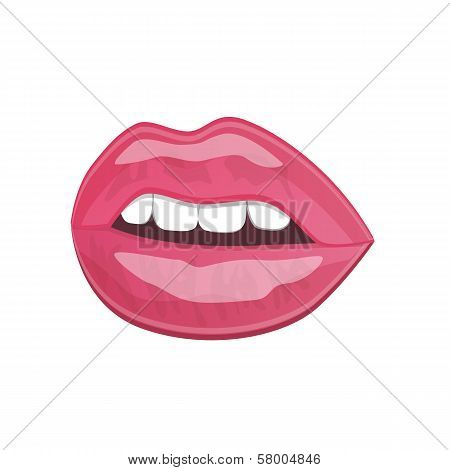 lips painted pink lipstick