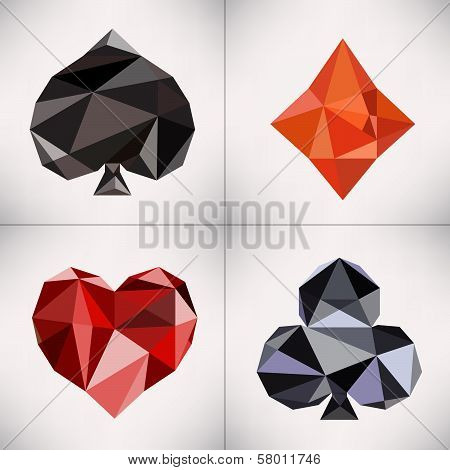 Set of diamond-style card suits