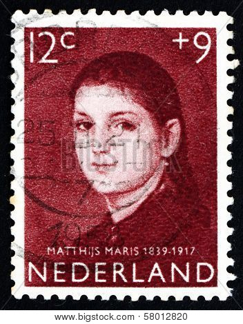 Postage Stamp Netherlands 1957 Girl's Portrait, By Matthijs Maris