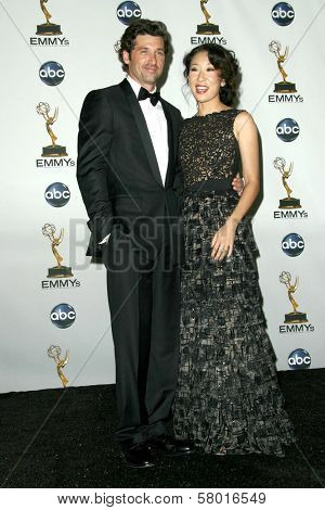 Sandra Oh and Patrick Dempsey  in the press room at the 60th Annual Primetime Emmy Awards. Nokia Theater, Los Angeles, CA. 09-21-08