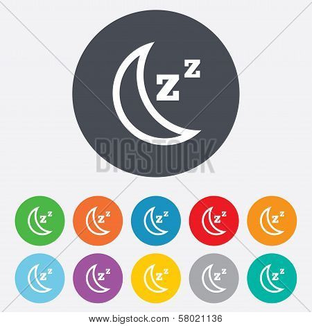 Sleep sign icon. Moon with zzz button.