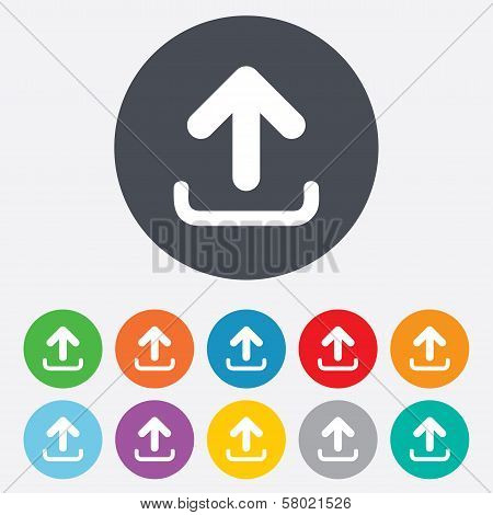 Upload sign icon. Upload button.