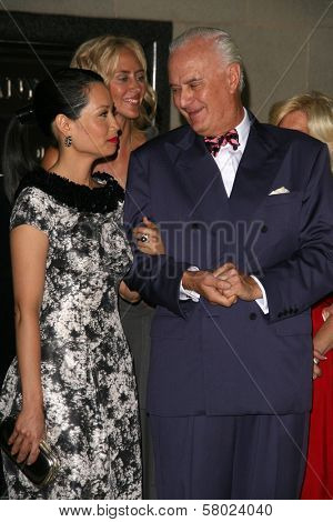 Lucy Liu and Manolo Blahnik at the Rodeo Drive Walk of Style Award Gala. Rodeo Drive, Beverly Hills, CA. 09-25-08