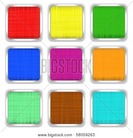 Set Of Multi-colored Square Buttons