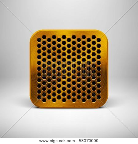 Technology App Icon Template with Gold Metal Texture
