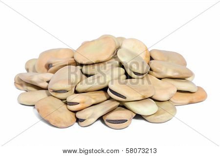 Pile Broad Beans Isolated On White Background.