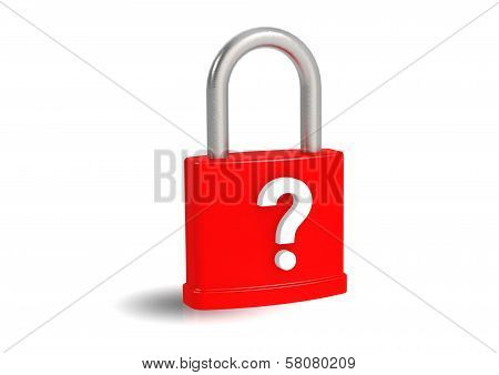 Question mark on red padlock