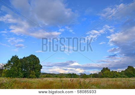 Autumn Landscape With Low Clouds
