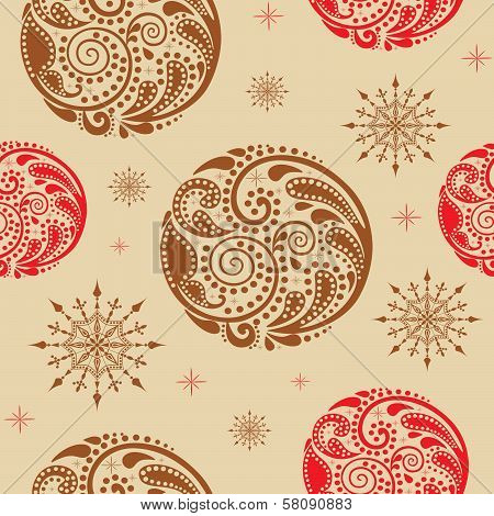 Vintage seamless texture with circles of leaf pattern.