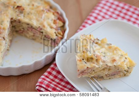 Creamy baked pasta with bacon and cheese