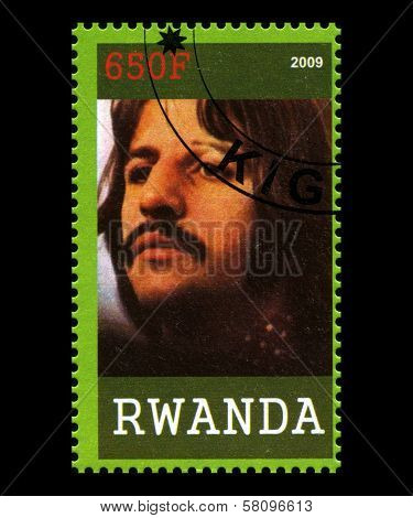 Beatles Postage Stamp From Rwanda