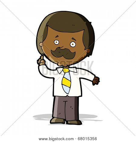 cartoon newsreader man with idea