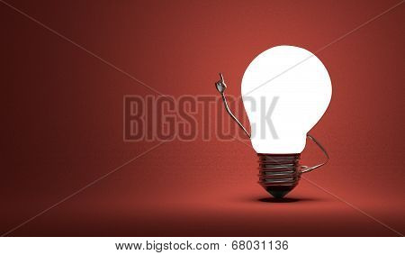 Light Bulb Character In Moment Of Insight On Red