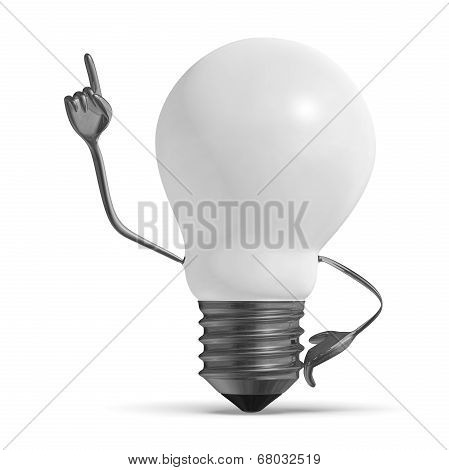 White Light Bulb Character In Moment Of Insight Isolated