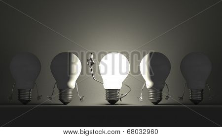 Light Bulbs, Moment Of Insight On Gray