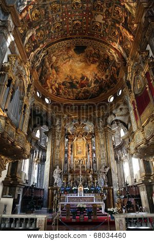PARMA, ITALY - MAY 01, 2014: Altar in Basilica Santa Maria della Steccata. Basilica is a Marian shrine made ??in Parma between 1521 and 1539 and in 2008 elevated to the rank of minor basilica