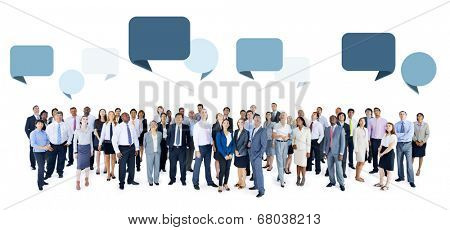 Multiethnic Group of Business People with Speech Bubbles