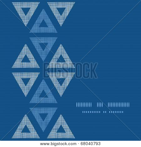 Abstract textile blue triangles ikat vertical seamless pattern background