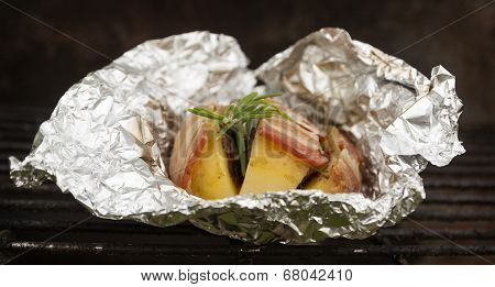 grilled potato with bacon