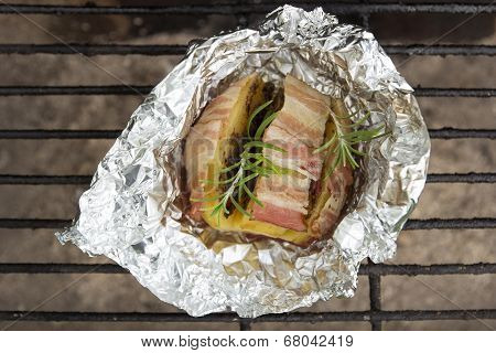 grilled potato with bacon