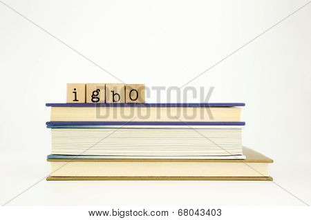 igbo Language Word On Wood Stamps And Books